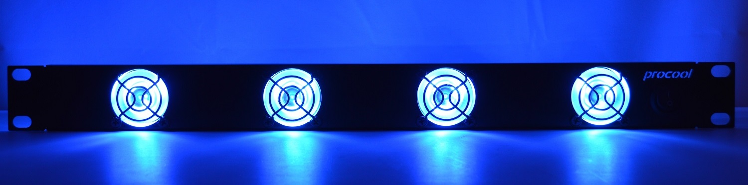 1U blue LED fan
