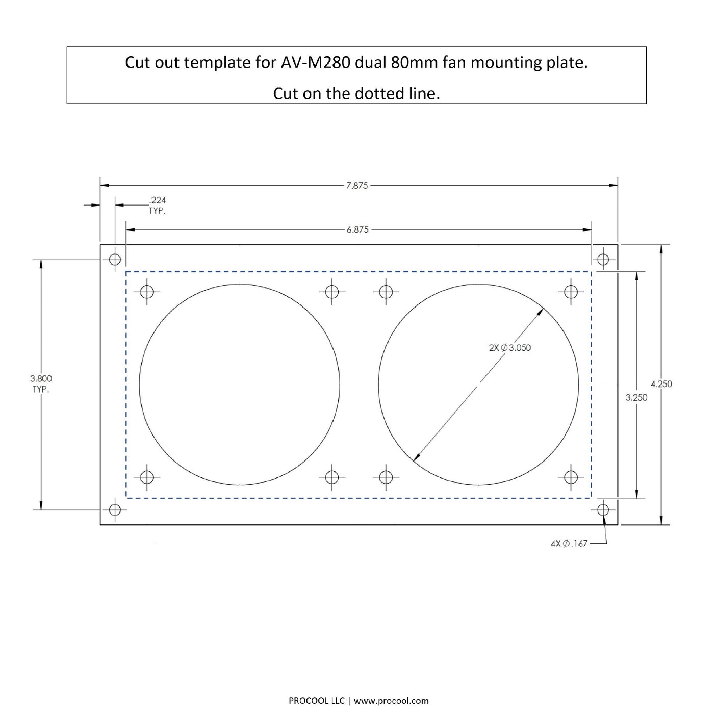 AV-M280 - Dual 80mm Fan Mounting Plate